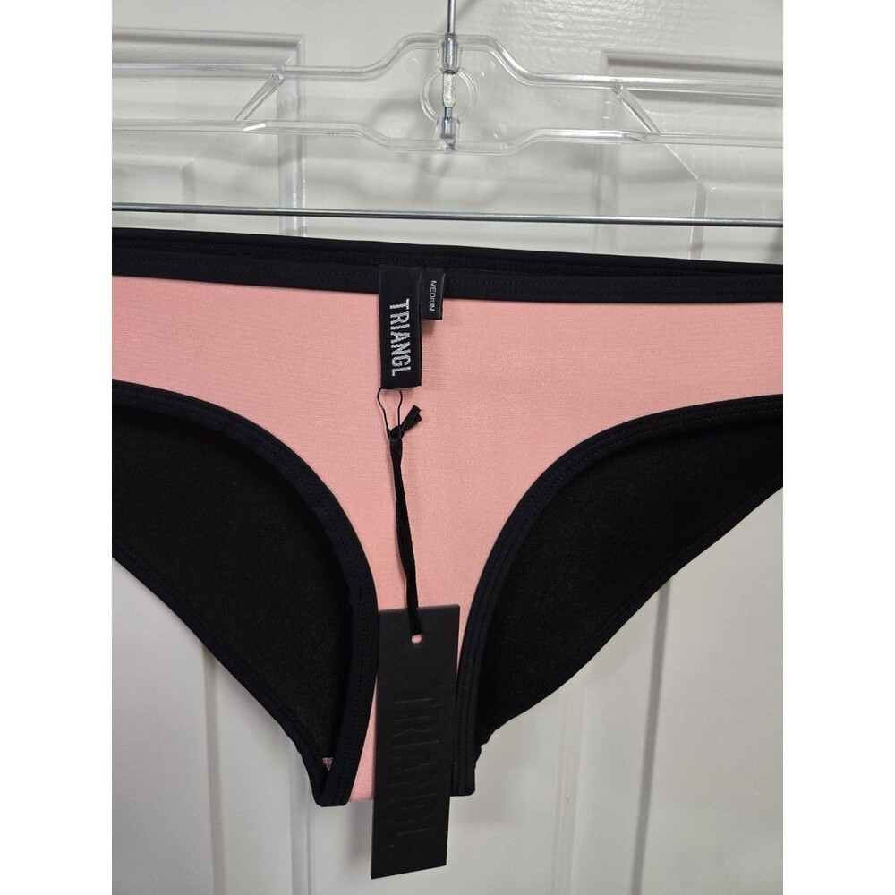 Triangl Pink Neoprene Bikini Bottoms Medium M Black Contrast Trim Scuba Swimwear
